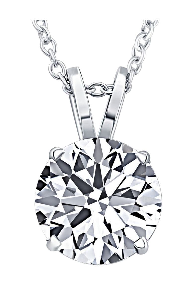 Bliss Diamond Certified 3Ct Round Solitaire Diamond Pendant 14k Gold Necklace Lab Grown, Main, color, 14K White Gold