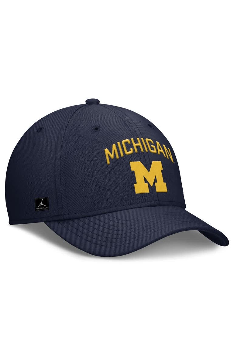 Jordan Brand Men's Jordan Brand Navy Michigan Wolverines 2025 On-Field Rise Performance Flex Hat, Alternate, color, 