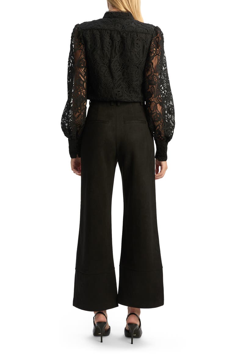 Marlowe Faux Suede Wide Leg Pants, Alternate, color, BLACK