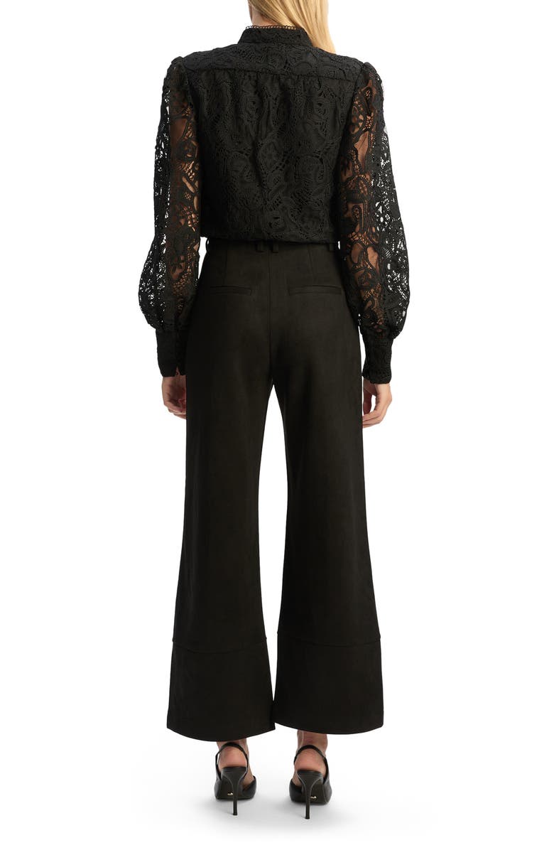 Bardot Marlowe Faux Suede Wide Leg Pants, Alternate, color, Black