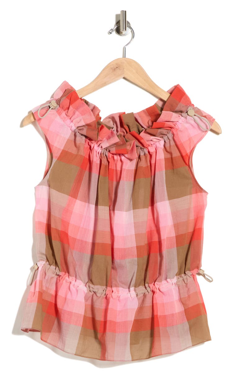 Longchamp Off-the-Shoulder Cotton Top, Alternate, color, Coral