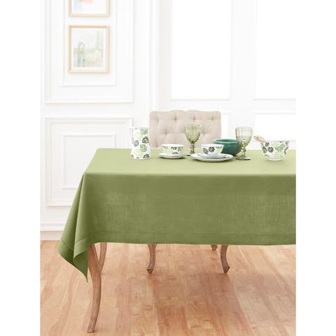 Linen Tablecloth for Dining Table, Holiday and Everyday Table Decor - Classic Hemstitch