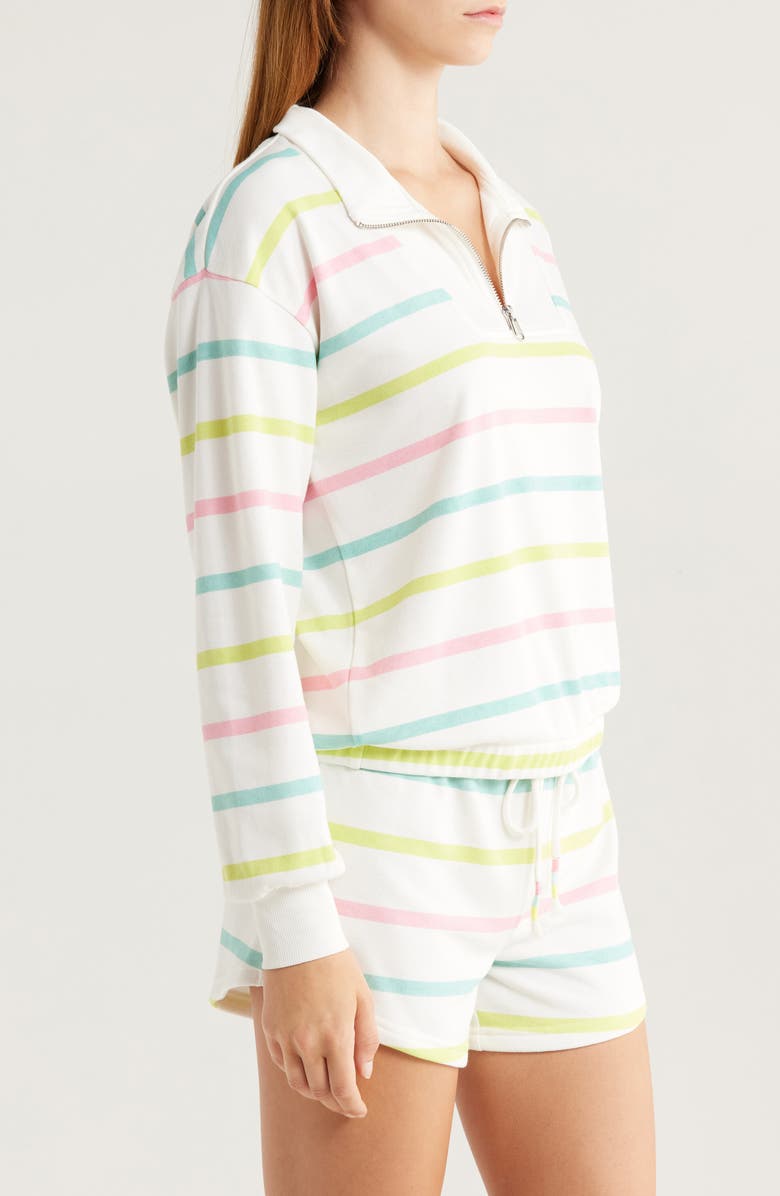 PJ Salvage Limes & Sunshine Stripe French Terry Short Lounge Set, Alternate, color, Ivory