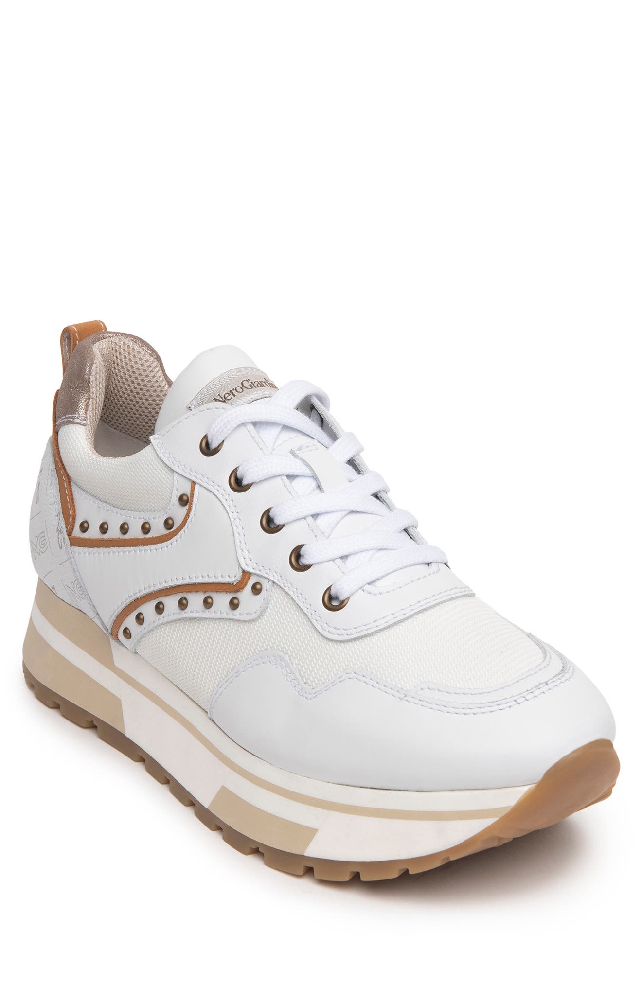 NeroGiardini Retro Stud Platform Sneaker, Main, color, 