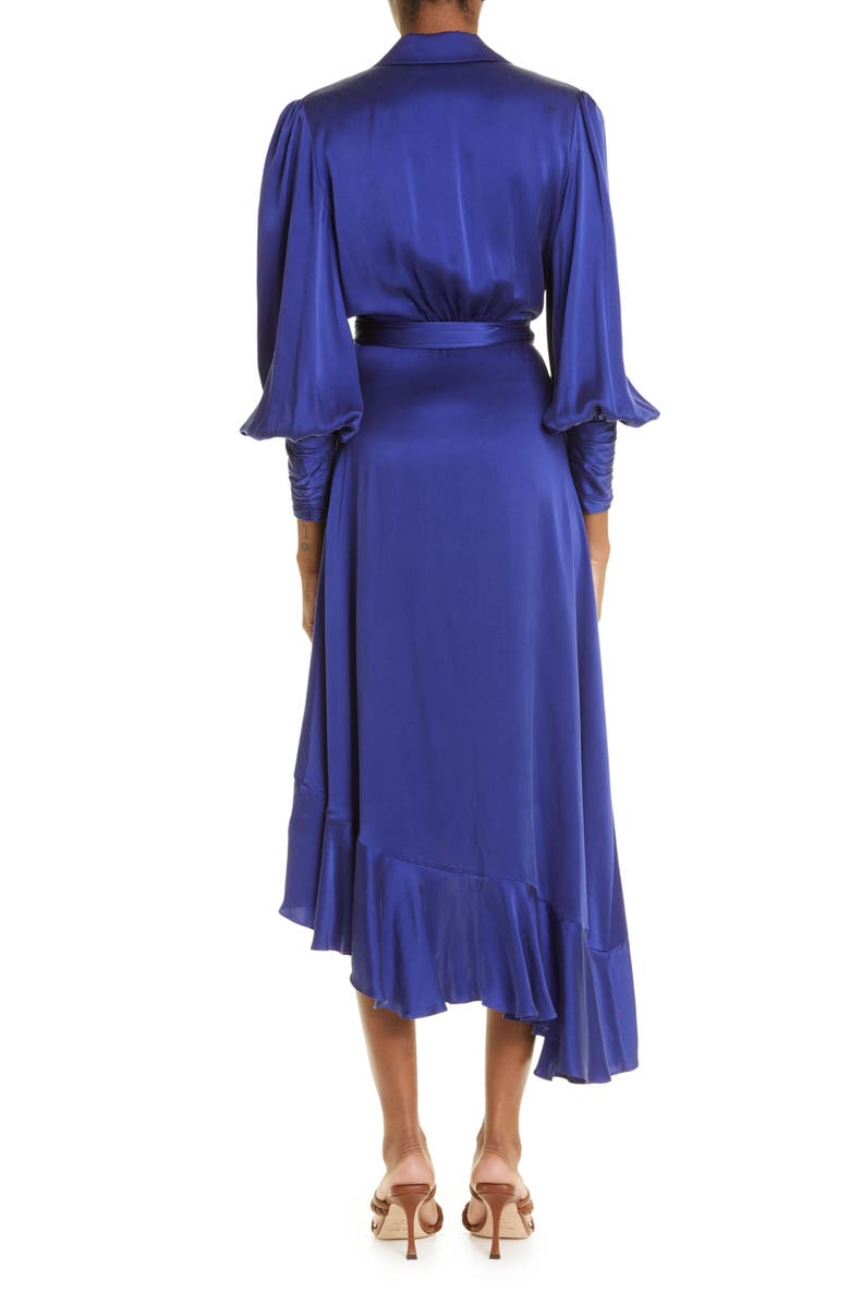 Zimmermann Long Sleeve Silk Wrap Dress, Alternate, color,