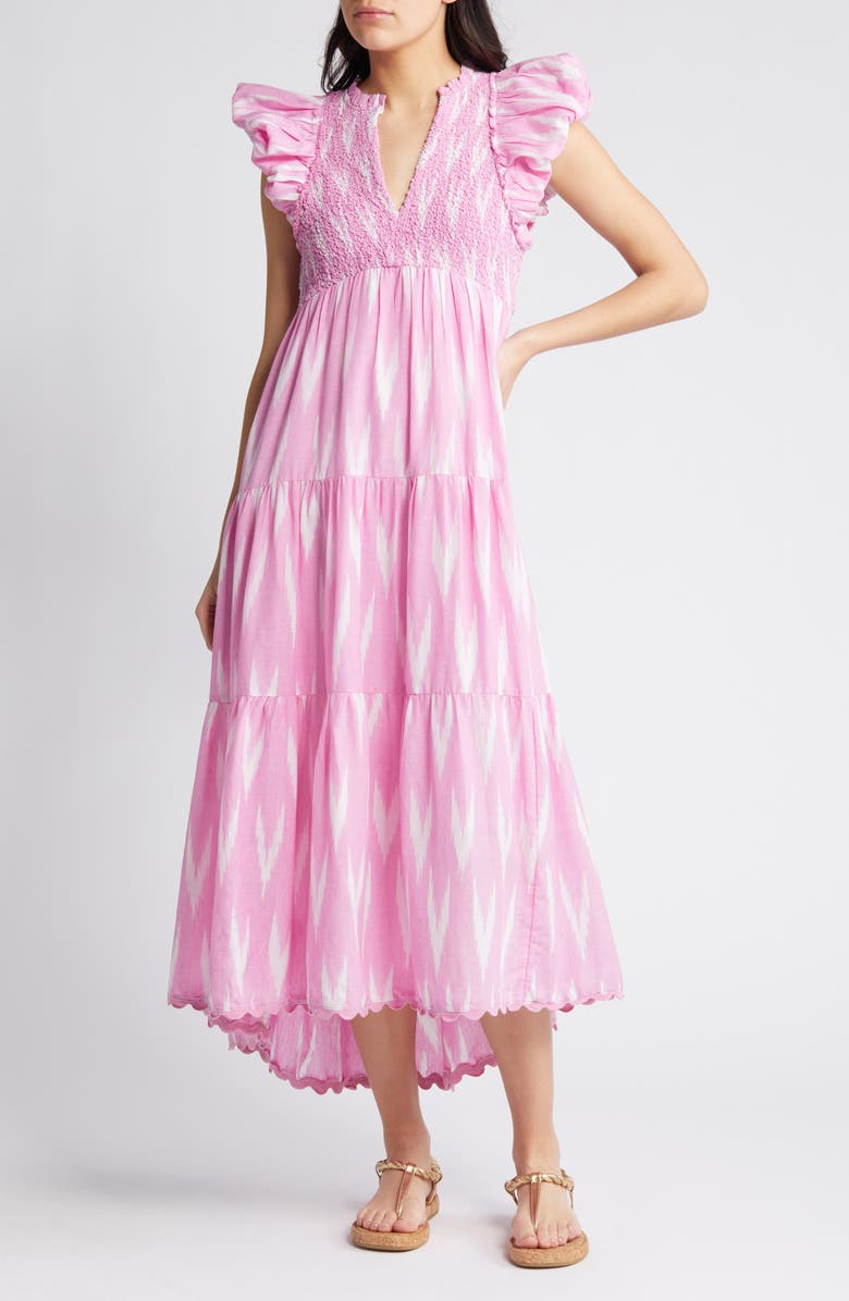 Saylor Almina Smocked Tiered Midi Dress, Main, color,