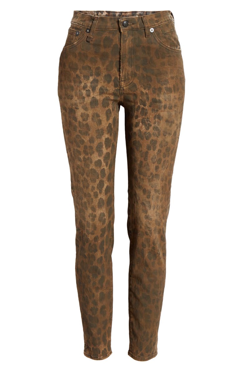 R13 Leopard Print Distressed High Waist Skinny Jeans, Alternate, color,