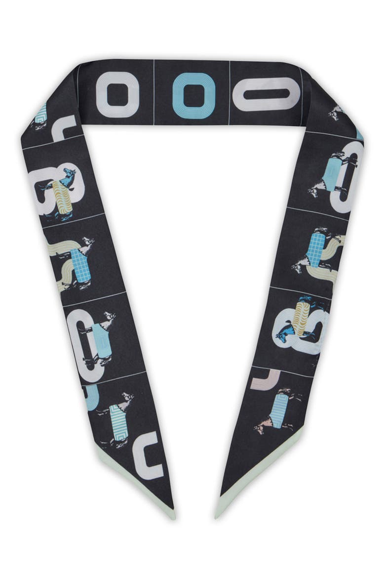 Horse Skinny Scarf, Alternate, color, BLACK