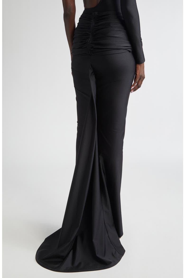 Low Rise Jersey Maxi Skirt with Train, Alternate, color, BLACK