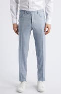 Canali Trim Fit 5-Pocket Slub Linen & Wool Dress Pants