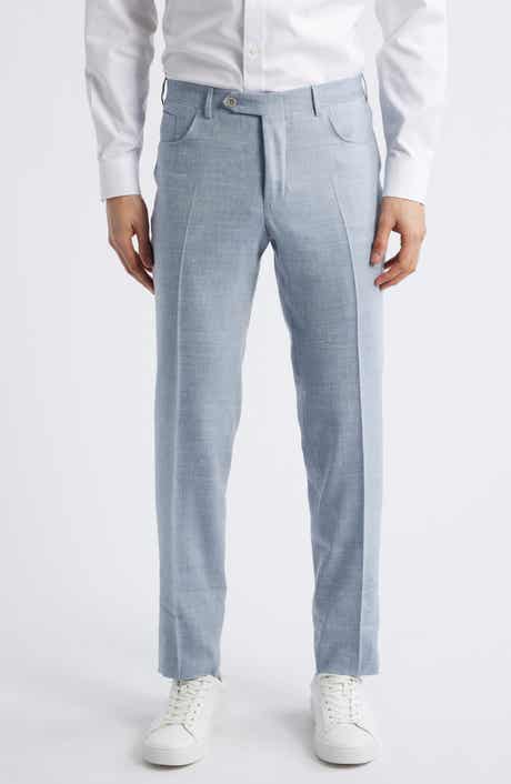 Canali Trim Fit 5-Pocket Slub Linen & Wool Dress Pants