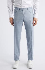 Canali Trim Fit 5-Pocket Slub Linen & Wool Dress Pants
