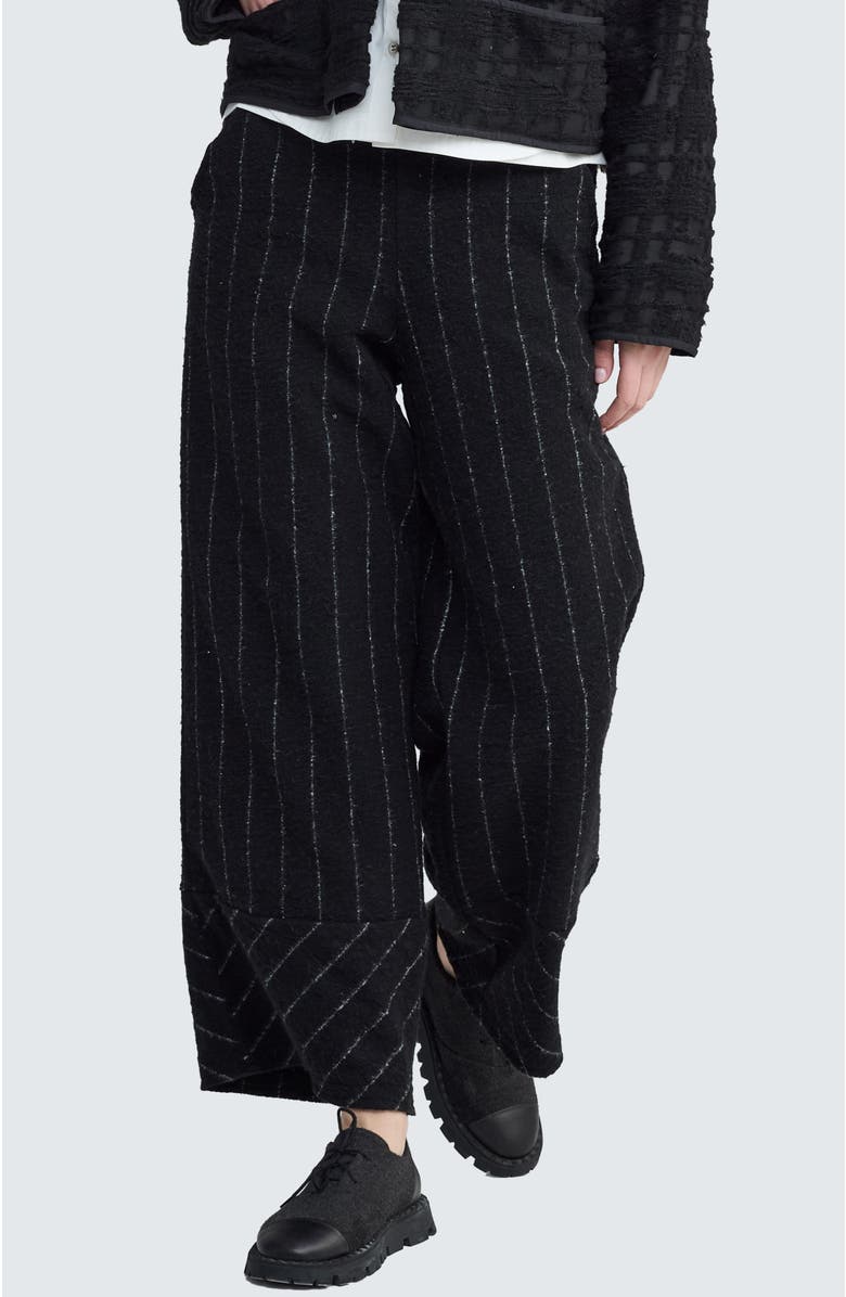 LUUKAA Illora Striped-Felt Pants, Main, color, Monochrome Black