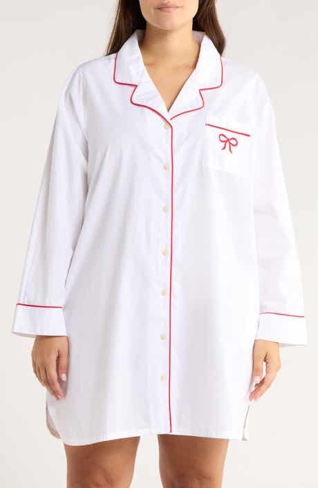 Nordstrom Classic Piped Cotton Nightshirt