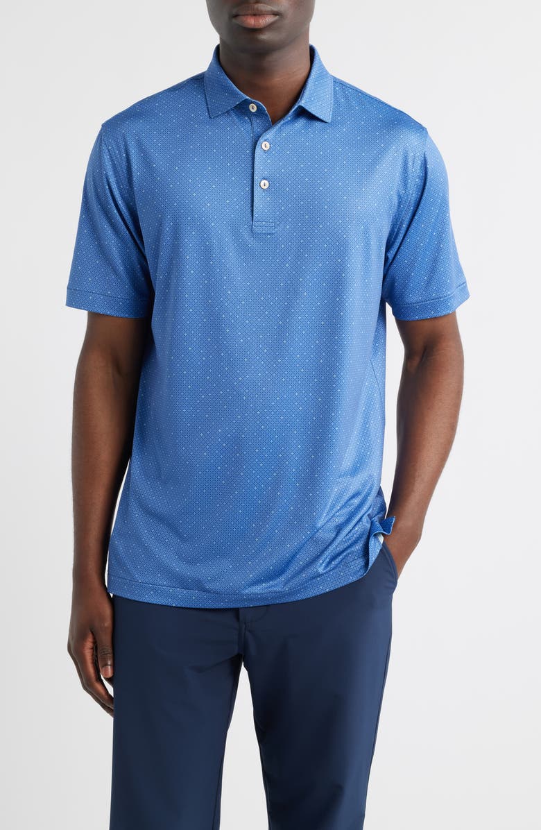 Peter Millar Barrier Microprint Performance Jersey Polo, Main, color, Windsor Blue