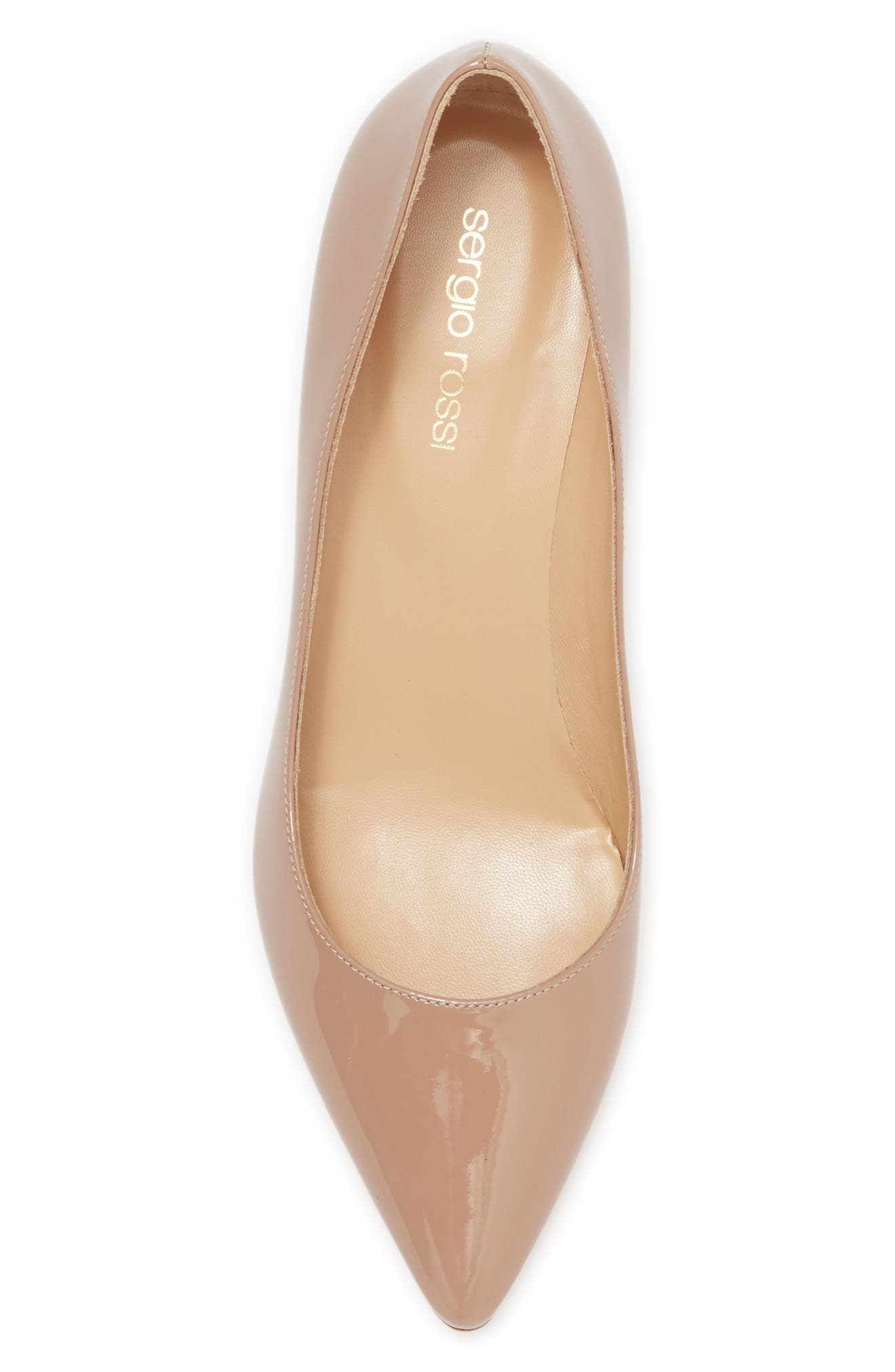 Sergio Rossi Vitellino Vernice Patent Leather Pump, Alternate, color, 