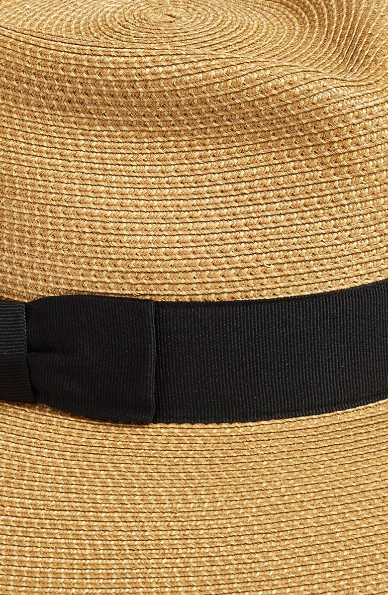 Eric Javits Phoenix Packable Straw Fedora Sun Hat, Alternate, color, Natural/ Black