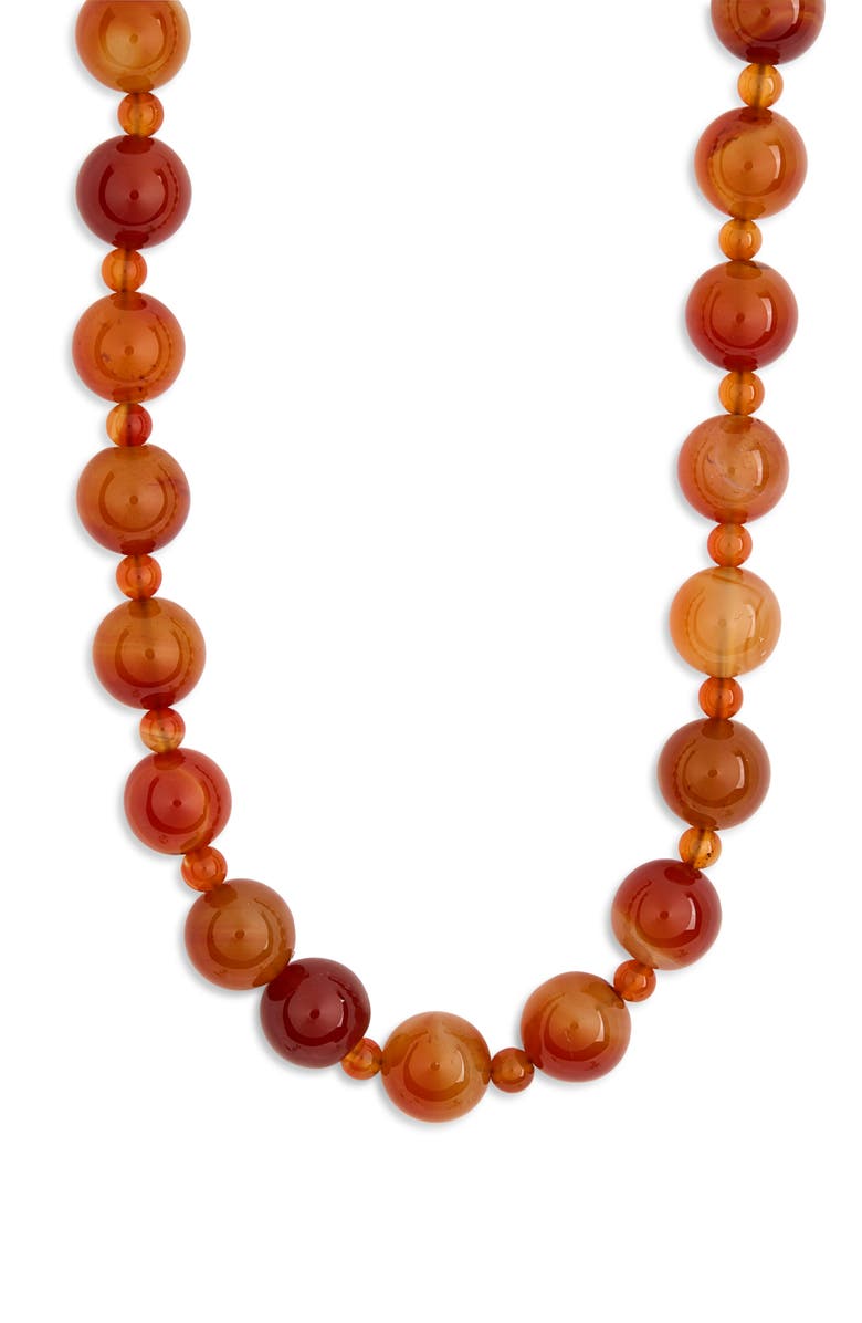 Kenneth Jay Lane Amber Agate Beaded Necklace, Main, color, 