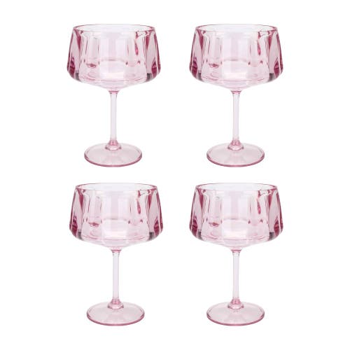 PACKED PARTY Pink Blush Coupe Glasses Set of 4 - 16 oz BPA-Free Heavyweight Shatter-Resistant Reusable Plastic Cocktail Glasses, 6.5x4 Inch at