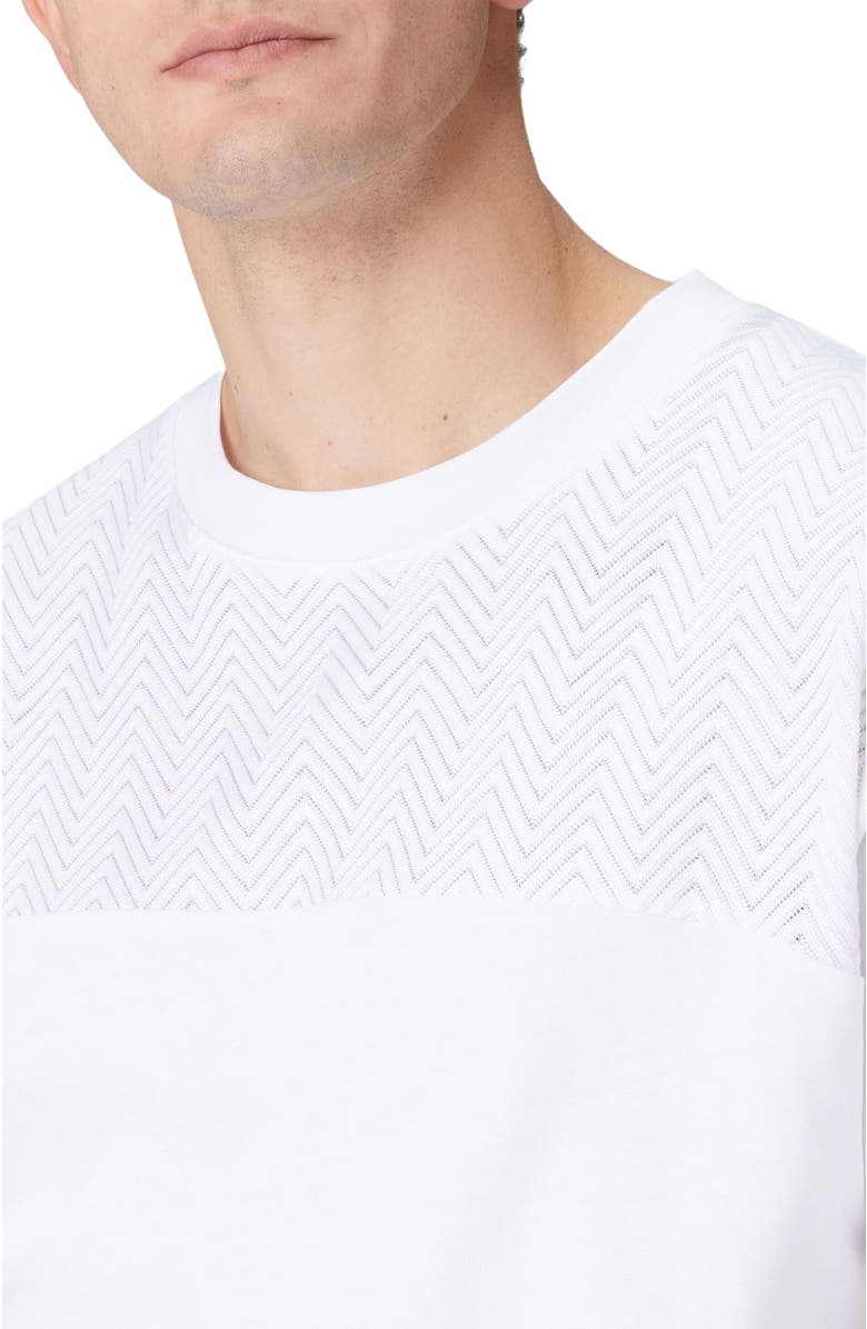 Missoni Cotton Crewneck T-shirt With Tone-on-tone Zigzag Insert, Alternate, color, White