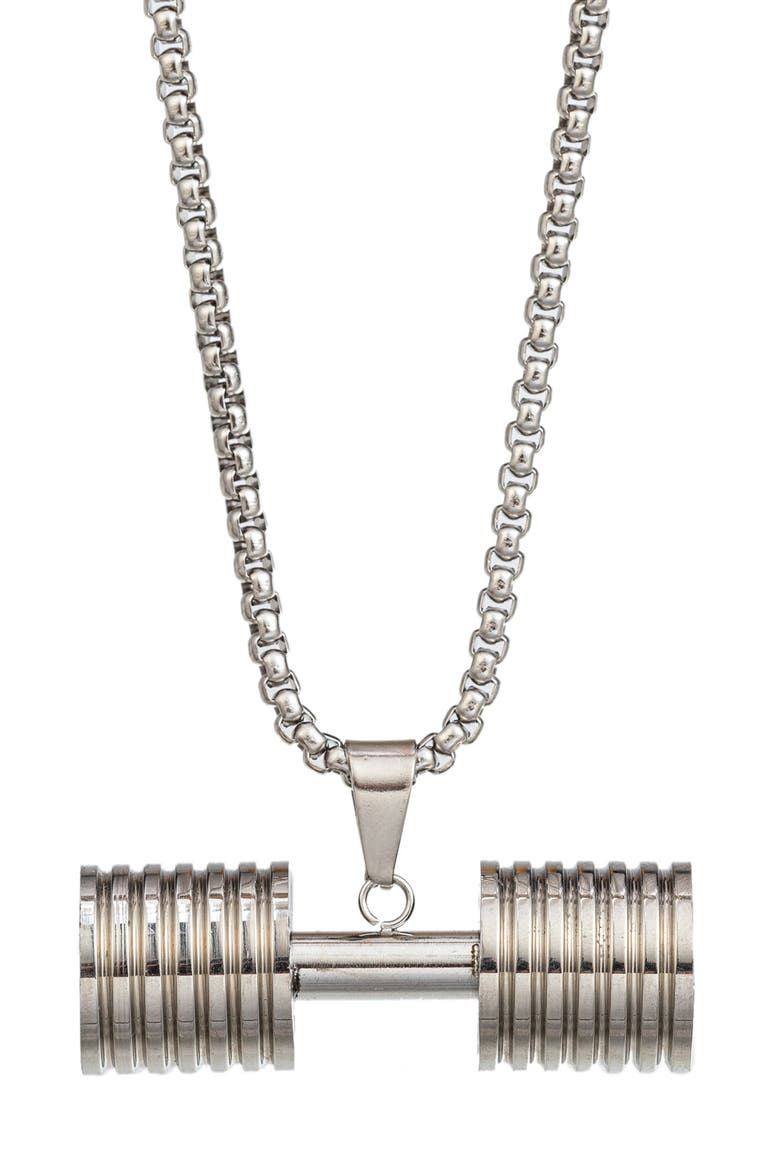 Arnold Dumbell Pendant Necklace, Main, color, SILVER