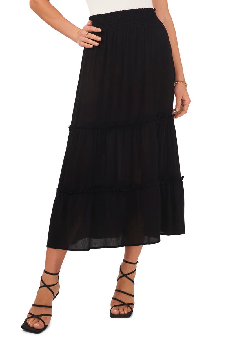 Tiered Maxi Skirt, Main, color, RICH BLACK