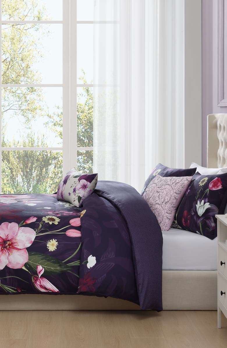 Bebejan Morning Glory Reversible 5-Piece Comforter Set, Alternate, color, Purple