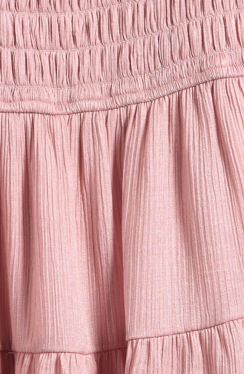 Ava & Yelly Kids' Shimmer Crinkle Long Sleeve Babydoll Dress, Alternate, color, Blush