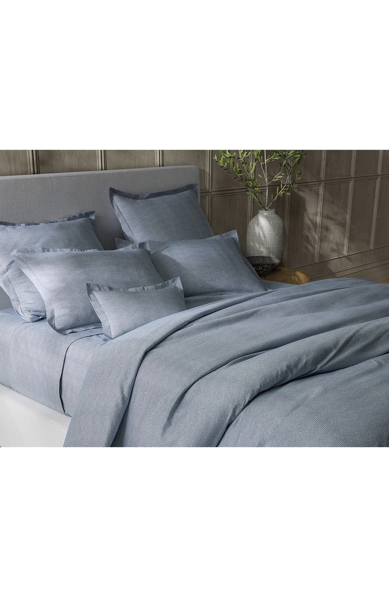 Matouk Jasper Cotton Sateen Duvet Cover, Alternate, color, Charcoal
