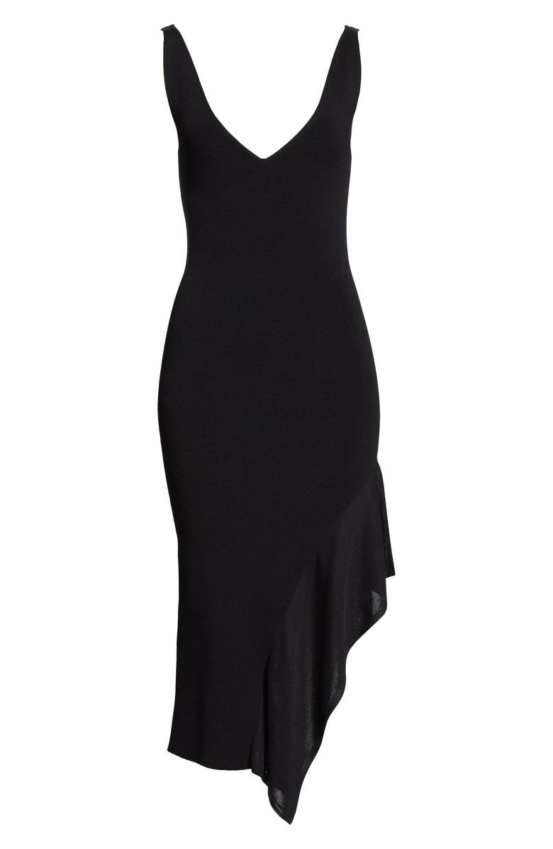 CUSHNIE Asymmetrical Ruffle Hem Midi Dress, Alternate, color, 