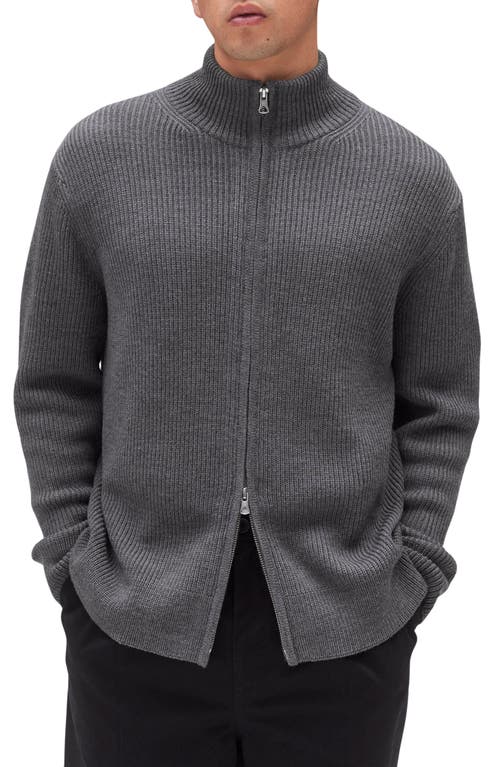 Reigning Champ Vinnie Rib Merino Wool Track Jacket in Heather Carbon 