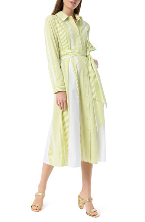 Ava Long Sleeve Stretch Cotton Shirtdress