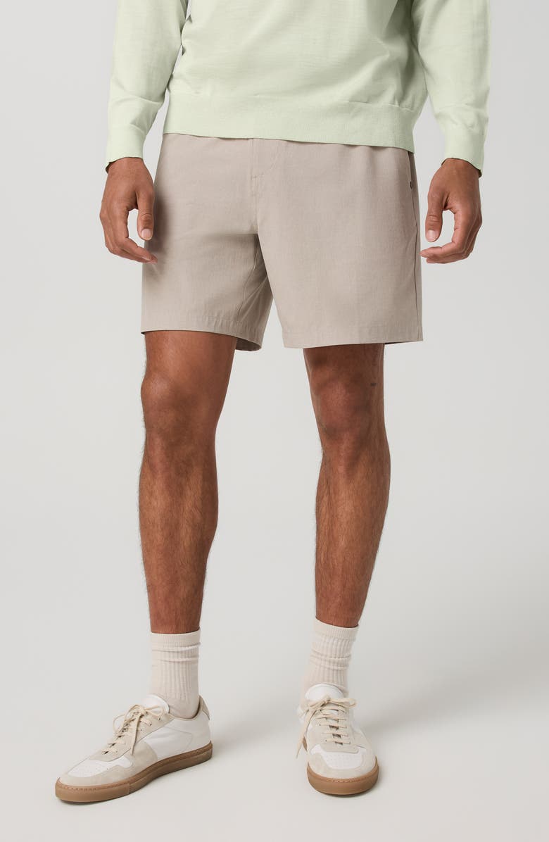 Vuori Aim Elastic Waist Woven Shorts, Alternate, color, Khaki Linen Texture