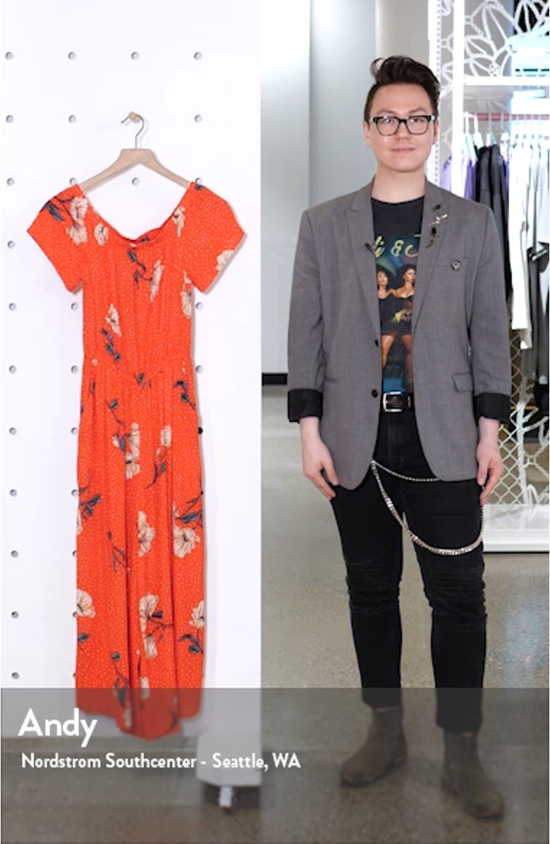 Floral & Polka Dot Off the Shoulder Jumpsuit, sales video thumbnail