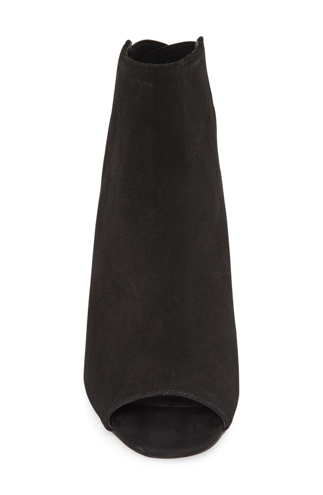 'Dakota' Peep Toe Bootie, Alternate, color, BLACK SUEDE