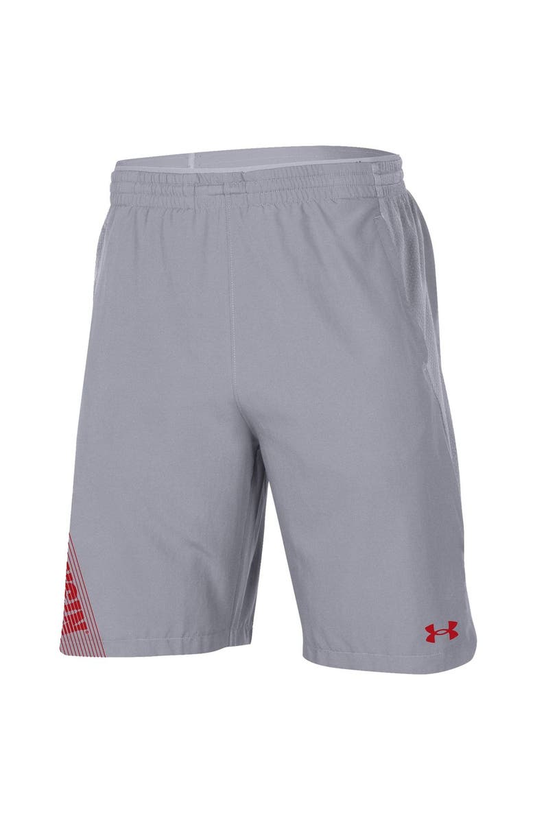 Under Armour Men's Under Armour Gray Wisconsin Badgers 2021 Sideline Woven Shorts, Alternate, color,
