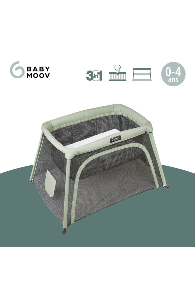 Babymoov Moov & Comfy 3-in-1 Travel Cot, Baby Crib & Playpen, Alternate, color, Sage