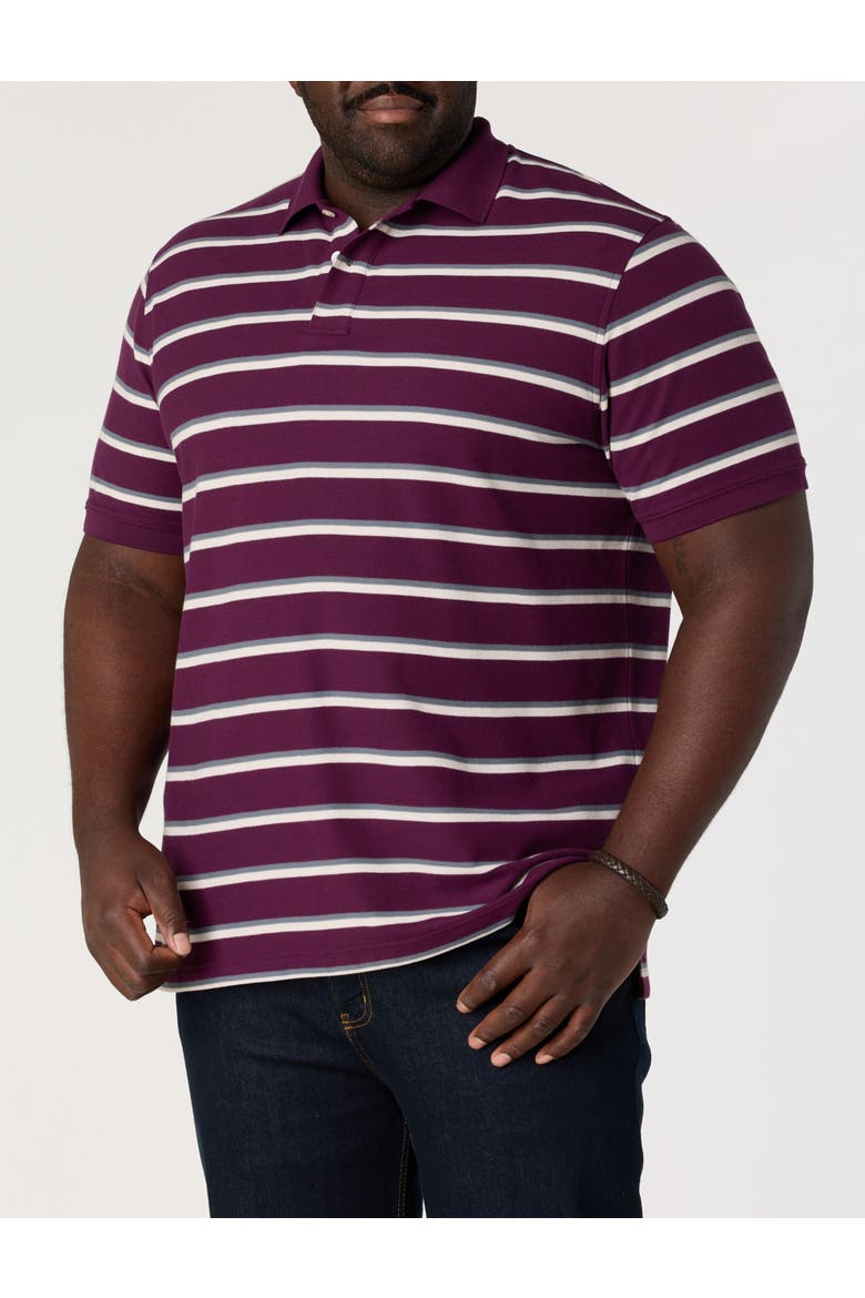 Big & Tall Multi-Stripe Polo Shirt V3, Main, color, POTENT PURPLE