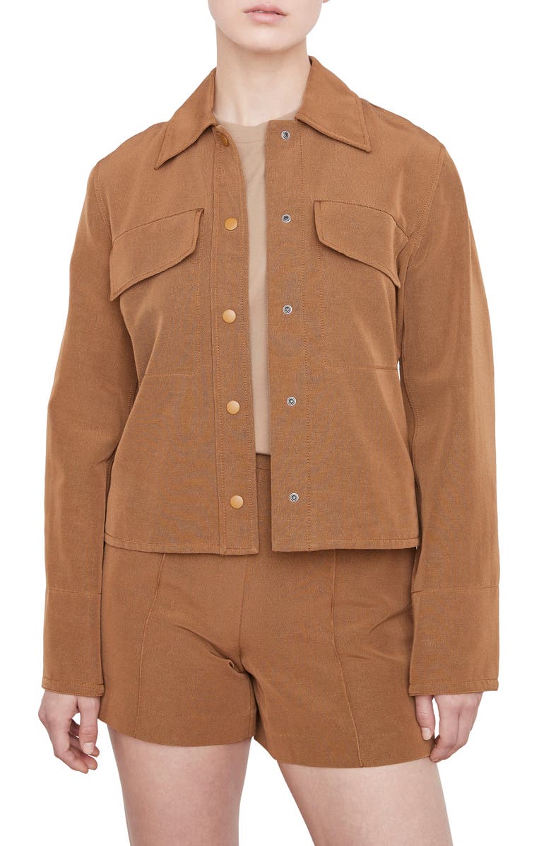 Vince Textured Cotton Blend Shirt Jacket, Main, color, Amber Wave
