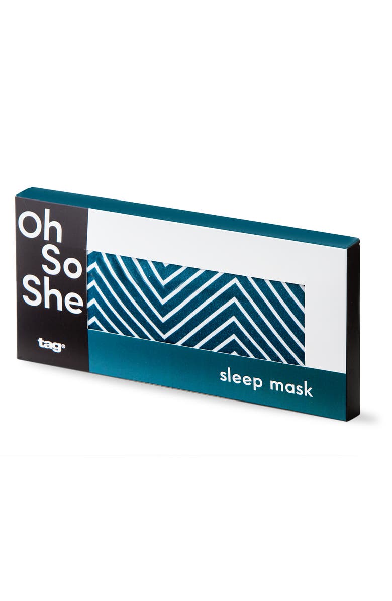 tag Chevron Sleep Mask Teal Cotton Everyday, Alternate, color, Teal