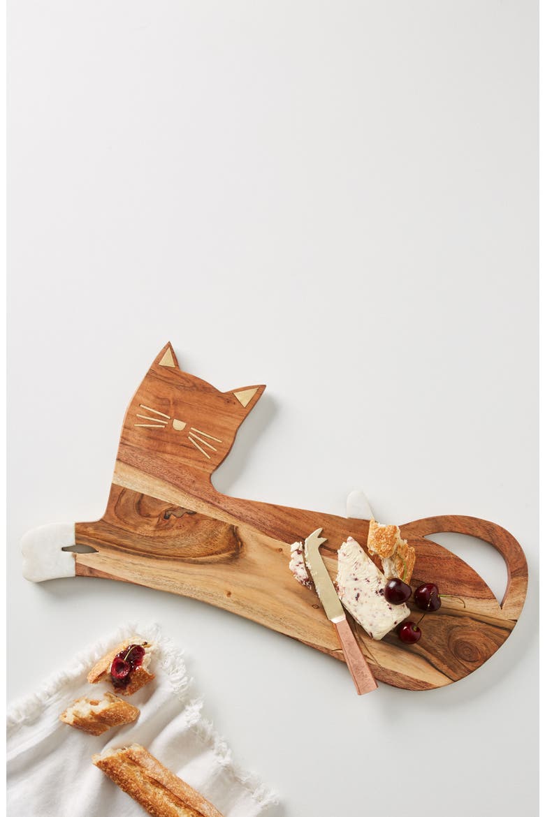 Anthropologie House Cat Cheese Board, Alternate, color, BROWN