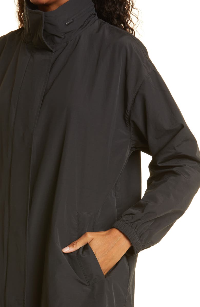 Eileen Fisher Stand Collar Hidden Hood Organic Cotton Blend Coat, Alternate, color, 