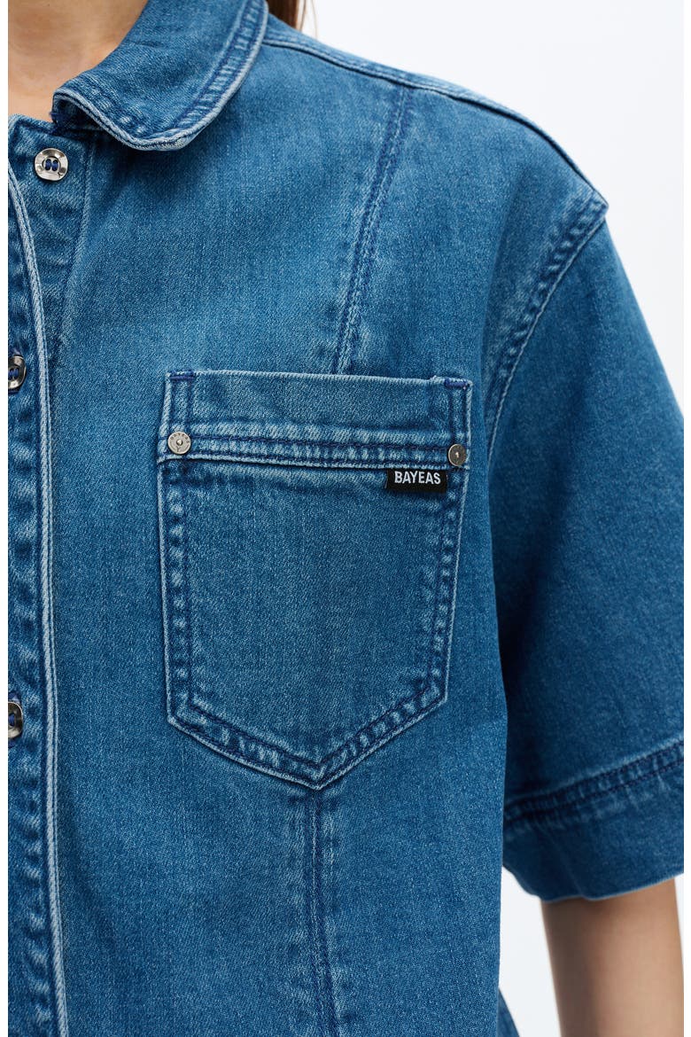 Zephyrine Denim Button-Up Shirt, Alternate, color, MEDIUM BLUE