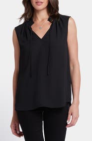 NYDJ Gemma Sleeveless Smocked Neck Top