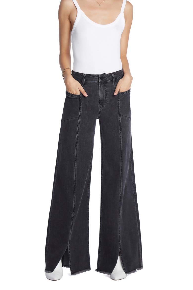 Front Slit Wide Leg Jeans, Alternate, color, BRUSHED BLACK