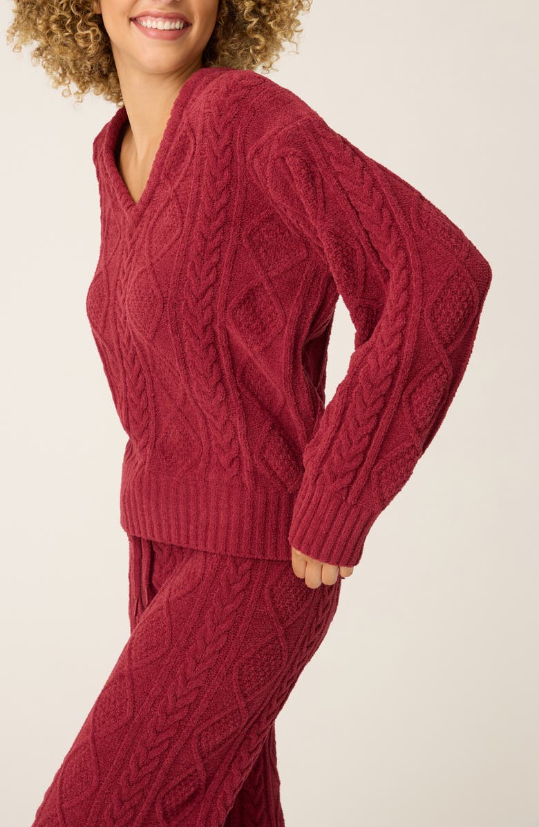 PJ Salvage Chenille Cable Knit Sweater, Alternate, color, Port