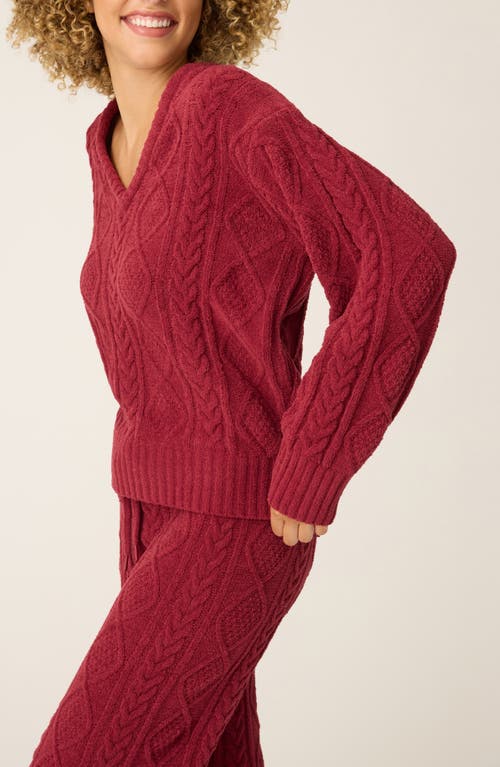 Pj Salvage Chenille Cable Knit Sweater In Red
