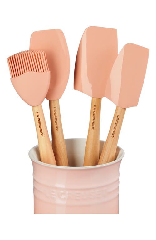 Le Creuset 5-piece Utensil & Stoneware Crock Set In Peche