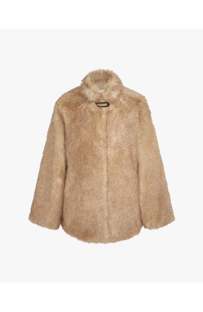 WeWoreWhat Faux Fur Jacket, Alternate, color, Tan Ivory Multi