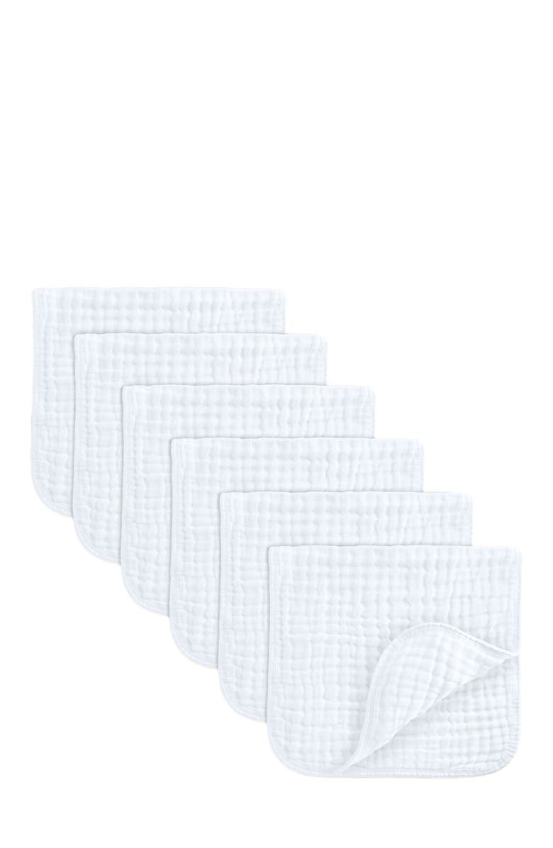 Comfy Cubs Muslin Burp Cloths - Pack of 6, Main, color, White